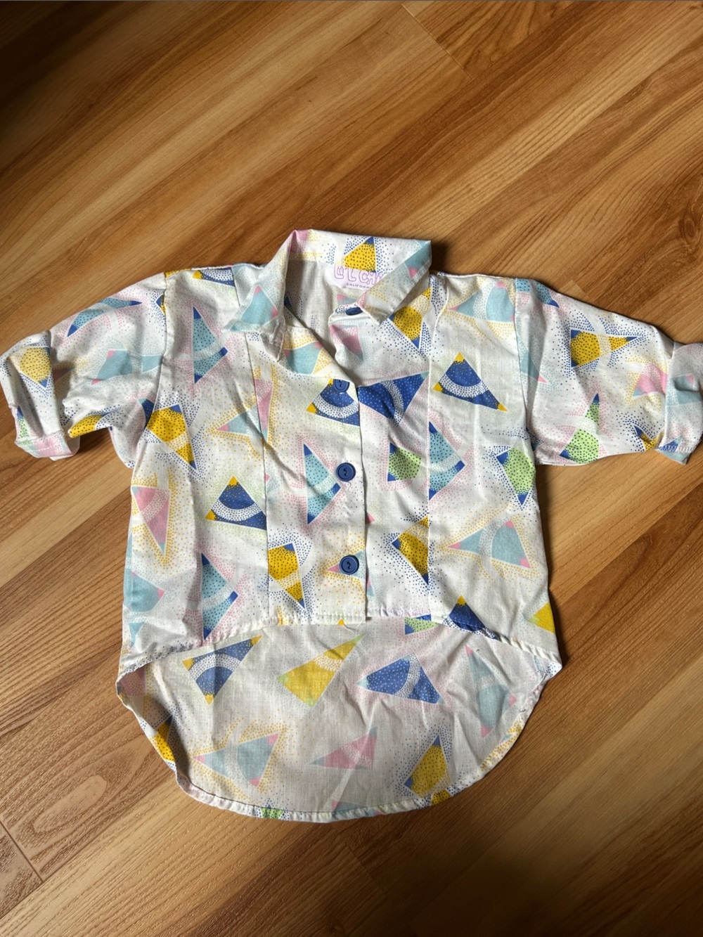 Vintage Light Geometric Button-Front Kids Shirt - Multicolor Size 2
